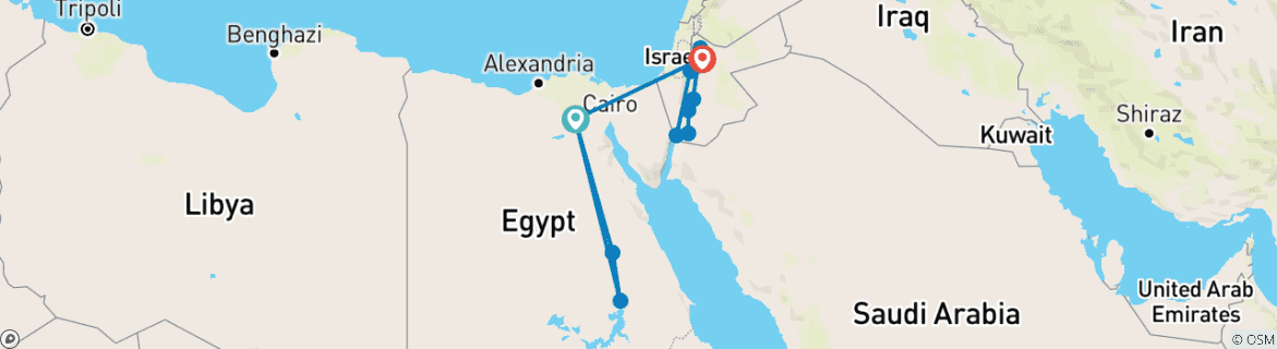 Carte du circuit Vacances en famille en Égypte et en Jordanie (from Le Caire to Amman)