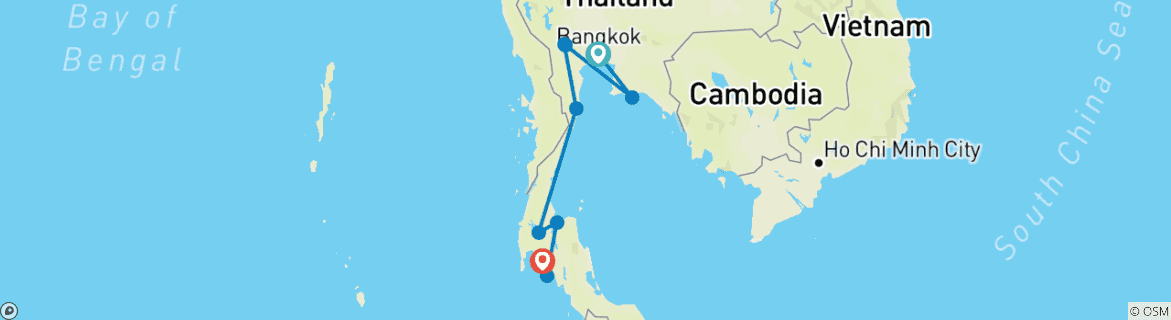 Image d'une carte montrant l'itinéraire du circuit