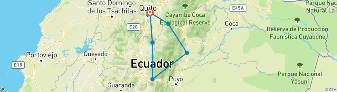 Image d'une carte montrant l'itinéraire du circuit