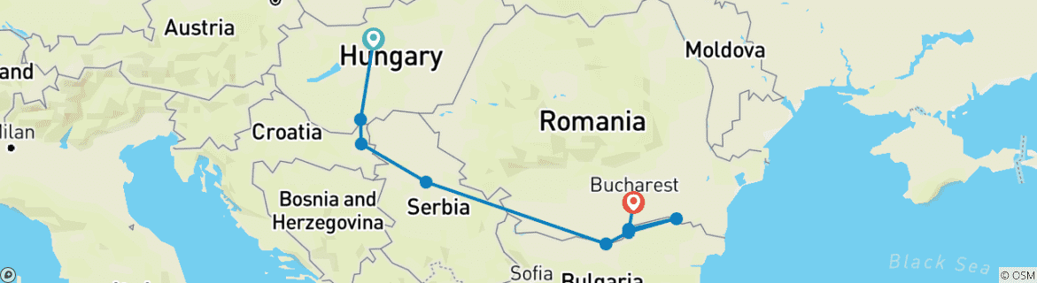 Image d'une carte montrant l'itinéraire du circuit