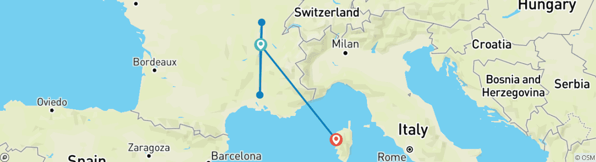 Image d'une carte montrant l'itinéraire du circuit