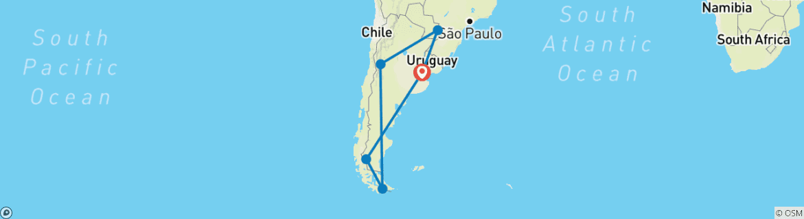 Image d'une carte montrant l'itinéraire du circuit