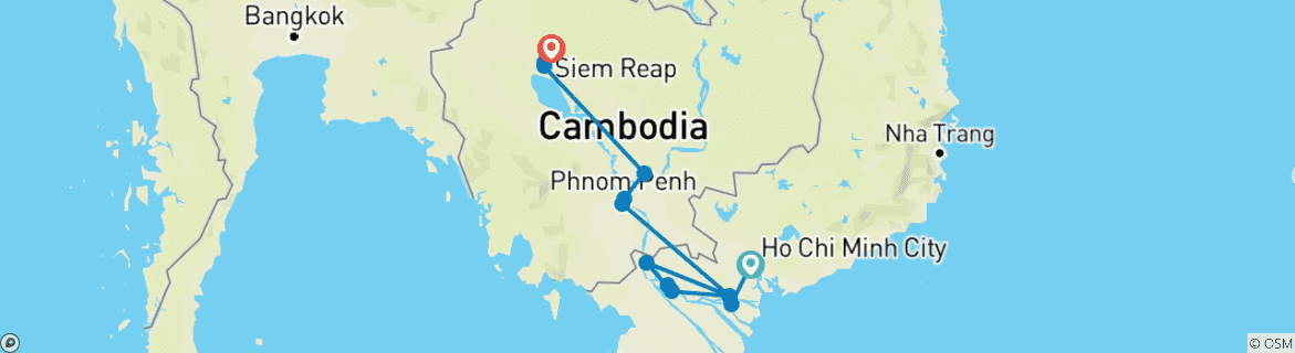 Karte mit der Reiseroute