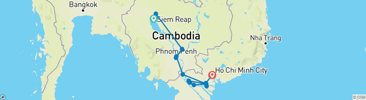 Image d'une carte montrant l'itinéraire du circuit