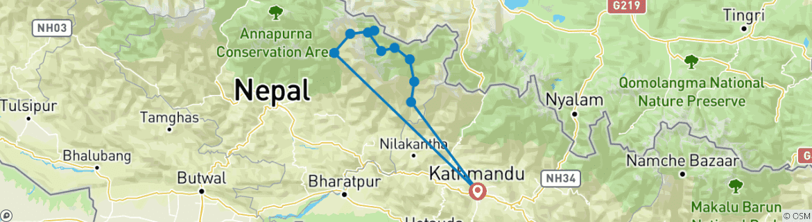 Image d'une carte montrant l'itinéraire du circuit