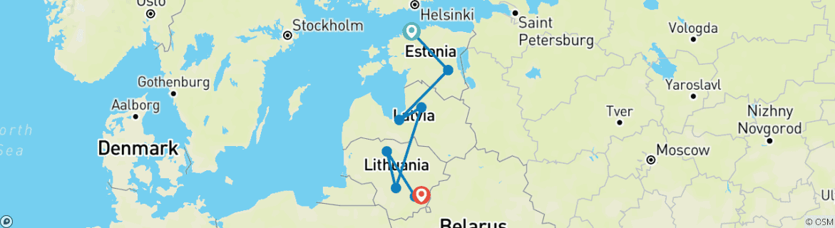 Image d'une carte montrant l'itinéraire du circuit