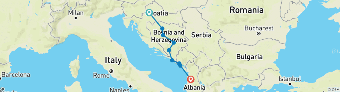 Image d'une carte montrant l'itinéraire du circuit