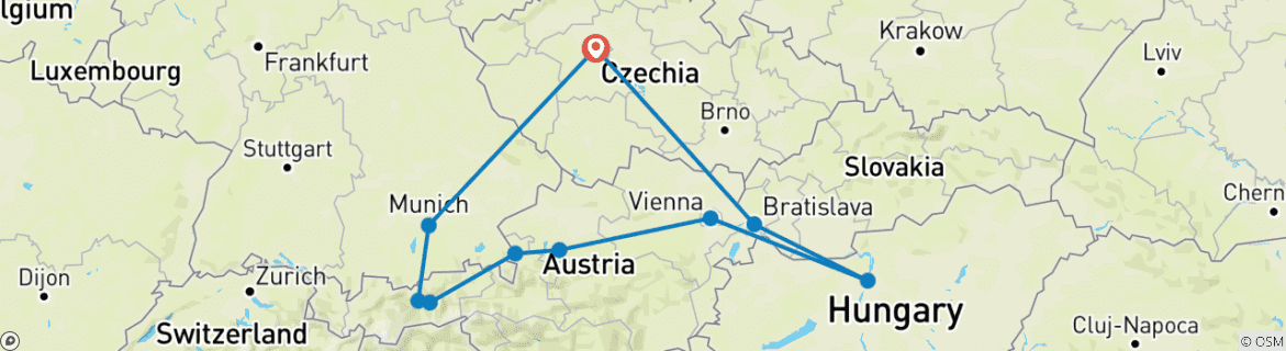 Foto van een kaart met de route van de rondreis