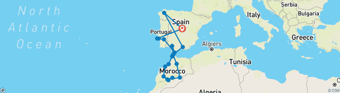 Image d'une carte montrant l'itinéraire du circuit