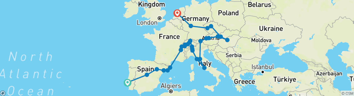 Image d'une carte montrant l'itinéraire du circuit