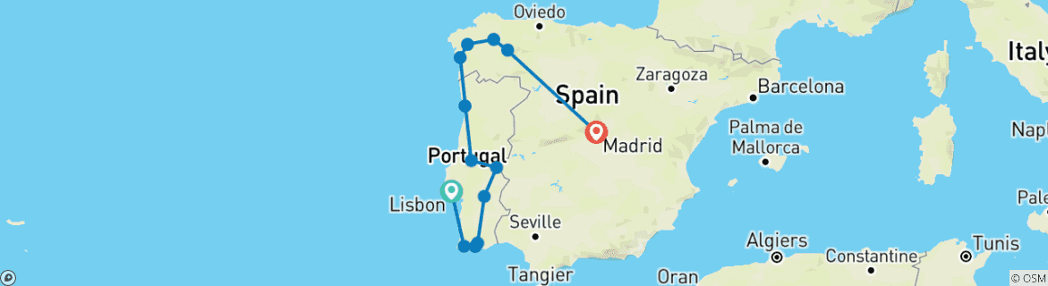 Foto van een kaart met de route van de rondreis