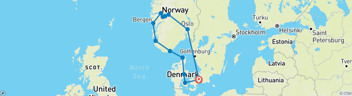 Image d'une carte montrant l'itinéraire du circuit