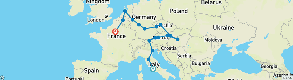 Image d'une carte montrant l'itinéraire du circuit