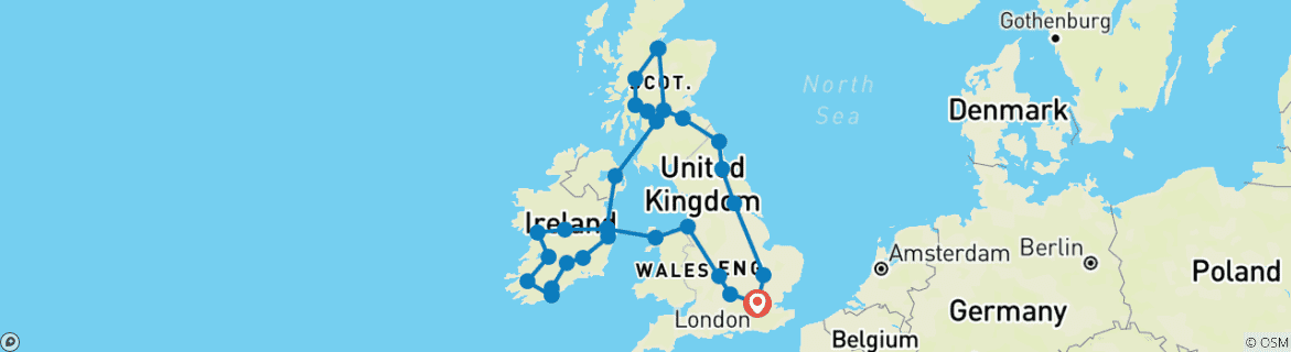 Image d'une carte montrant l'itinéraire du circuit