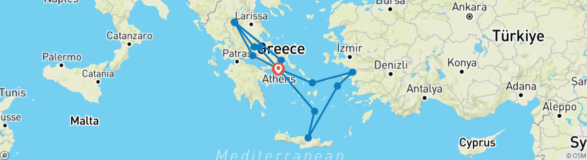 Image d'une carte montrant l'itinéraire du circuit