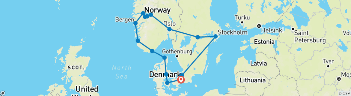 Image d'une carte montrant l'itinéraire du circuit