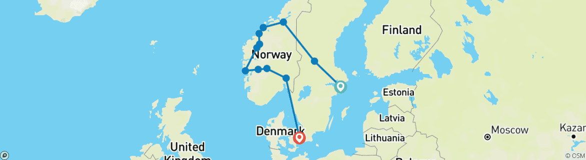 Image d'une carte montrant l'itinéraire du circuit