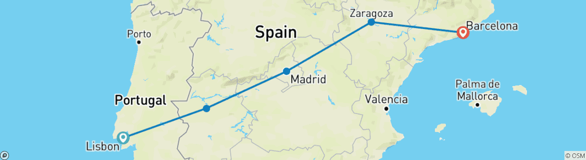 Karte mit der Reiseroute