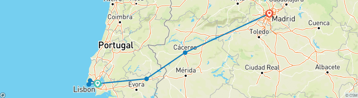 Foto van een kaart met de route van de rondreis