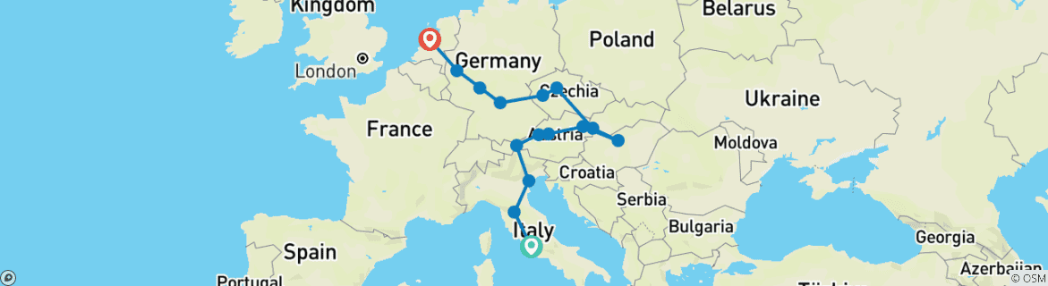 Image d'une carte montrant l'itinéraire du circuit