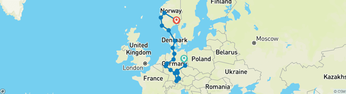 Image d'une carte montrant l'itinéraire du circuit