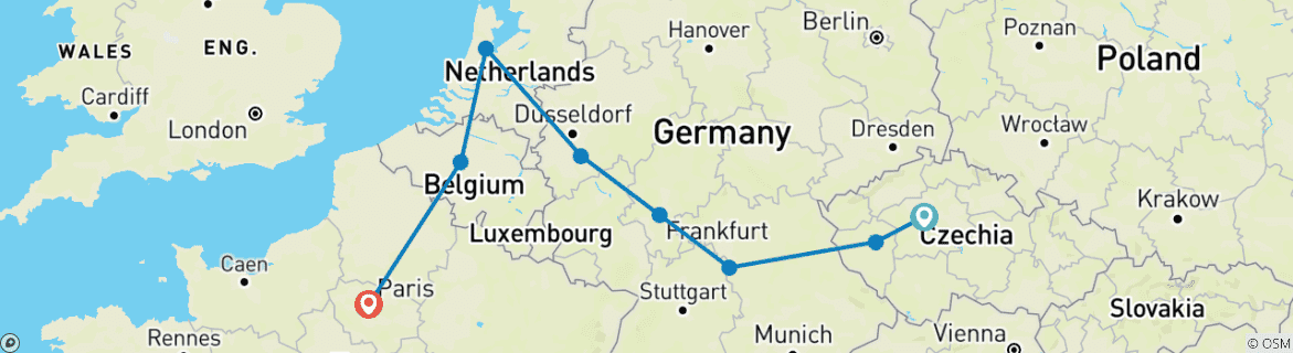 Image d'une carte montrant l'itinéraire du circuit