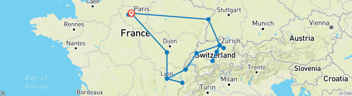 Karte mit der Reiseroute