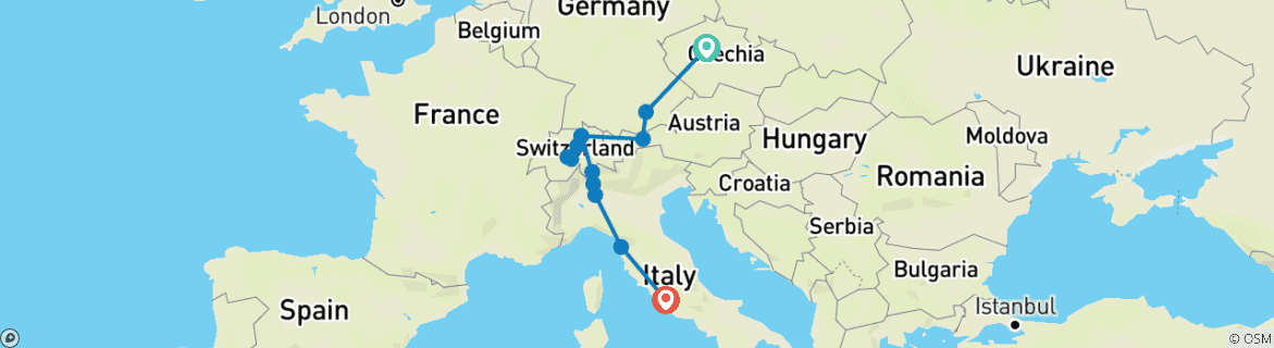 Image d'une carte montrant l'itinéraire du circuit