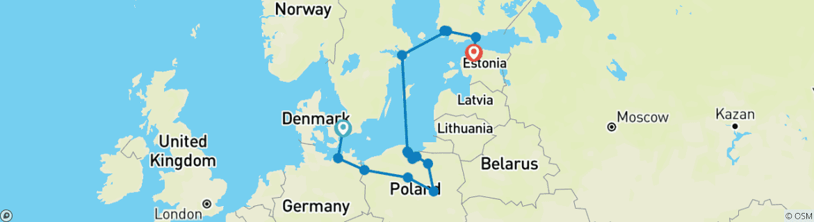 Image d'une carte montrant l'itinéraire du circuit