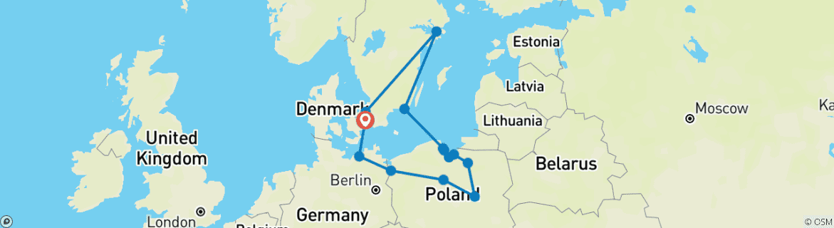 Foto van een kaart met de route van de rondreis