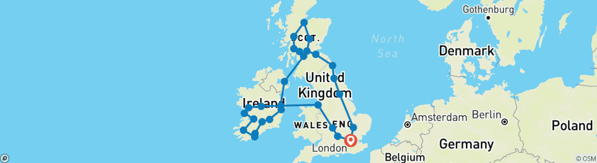 Image d'une carte montrant l'itinéraire du circuit