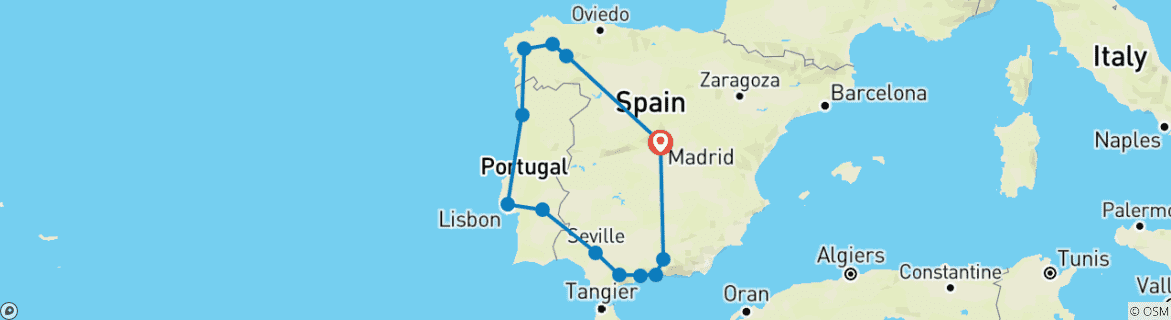 Foto van een kaart met de route van de rondreis