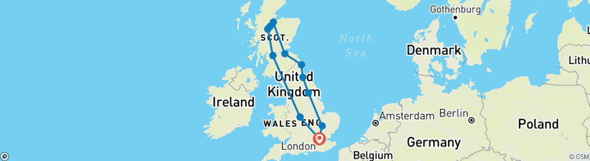 Foto van een kaart met de route van de rondreis