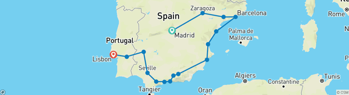 Image d'une carte montrant l'itinéraire du circuit