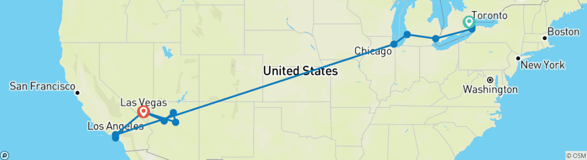 Image d'une carte montrant l'itinéraire du circuit