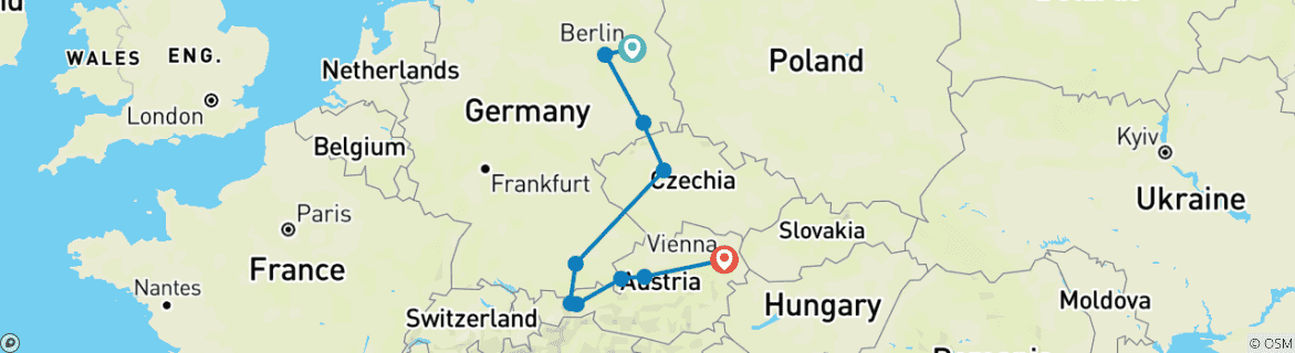 Foto van een kaart met de route van de rondreis