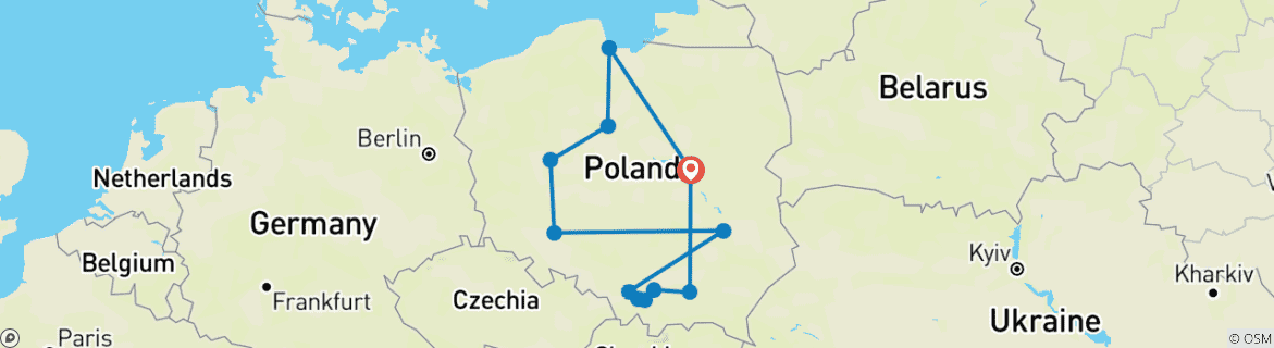 Carte du circuit Circuit complet des merveilles de la Pologne