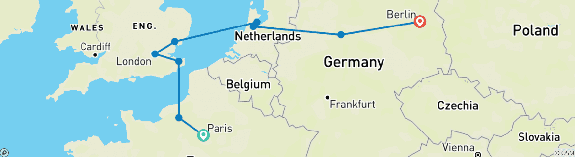 Image d'une carte montrant l'itinéraire du circuit