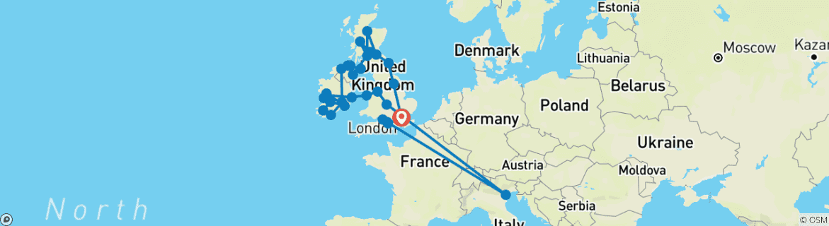 Image d'une carte montrant l'itinéraire du circuit