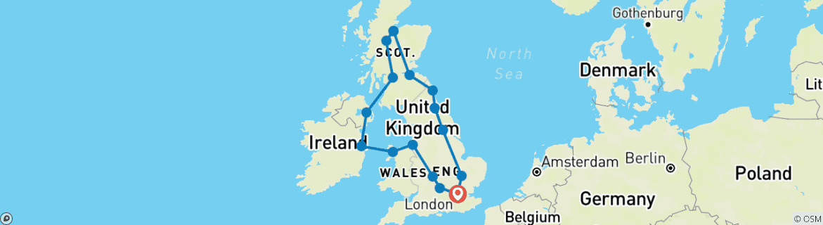 Image d'une carte montrant l'itinéraire du circuit