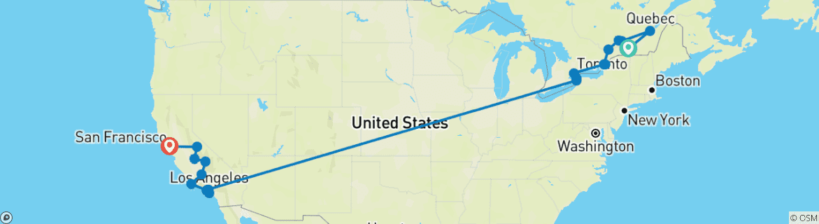 Image d'une carte montrant l'itinéraire du circuit