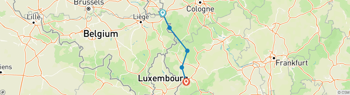 Karte von Radweg Aachen - Trier