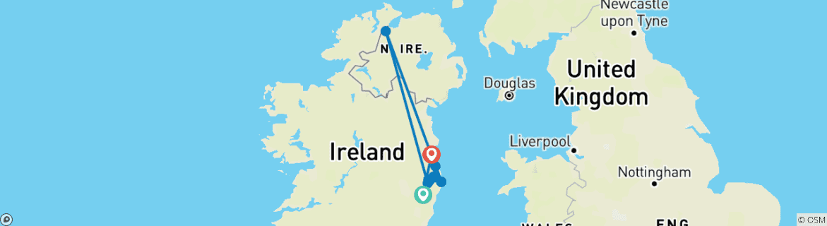 Image d'une carte montrant l'itinéraire du circuit