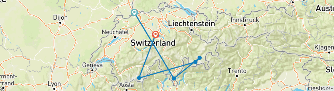 Image d'une carte montrant l'itinéraire du circuit