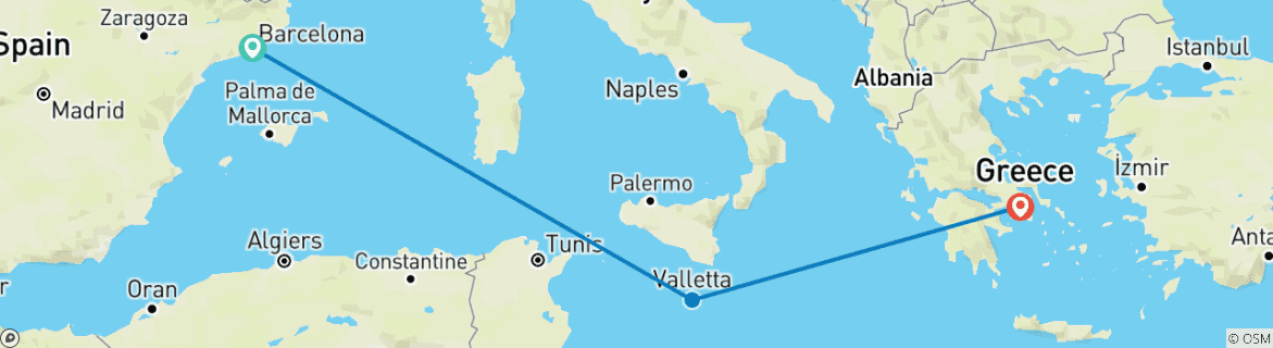 Image d'une carte montrant l'itinéraire du circuit