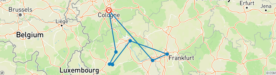 Karte mit der Reiseroute