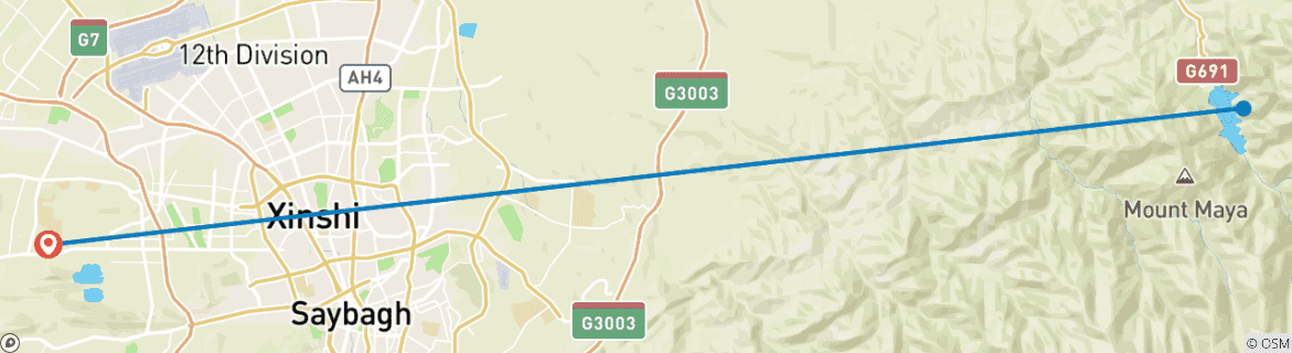 Image d'une carte montrant l'itinéraire du circuit