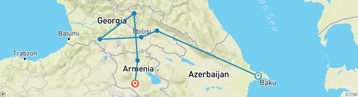 Image d'une carte montrant l'itinéraire du circuit