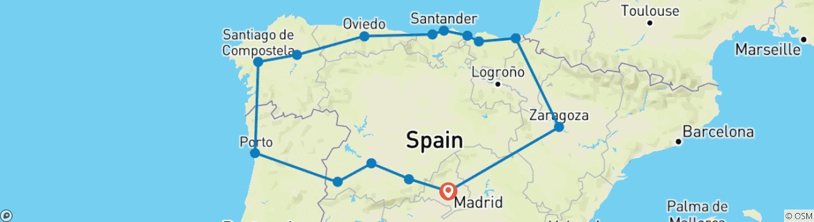 Carte du circuit Madrid, Espagne du Nord et Galice