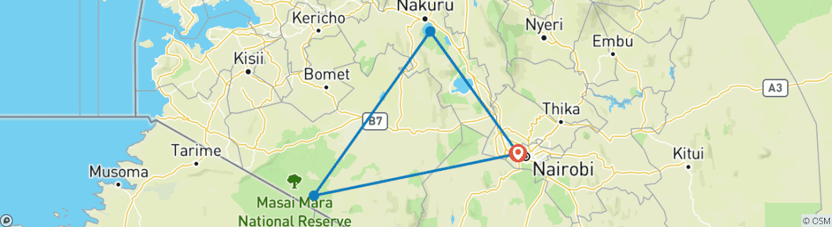 Foto van een kaart met de route van de rondreis